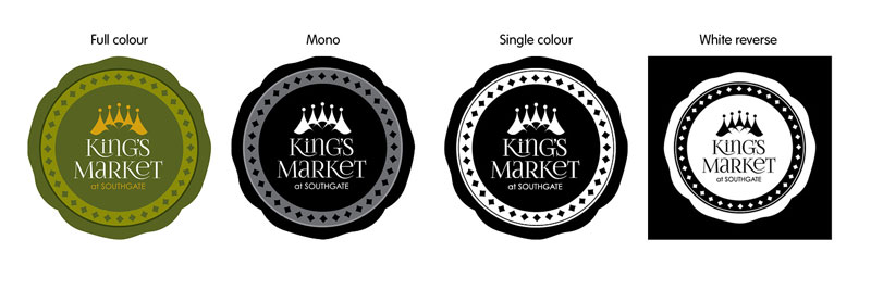 Different logo variations, colour, mono, black and white