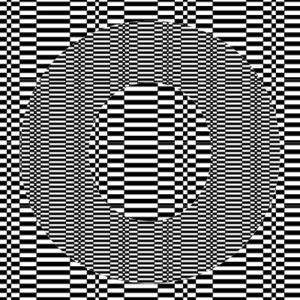 graphic made up on different sized black and white rectangle which make your eyes go a little funny