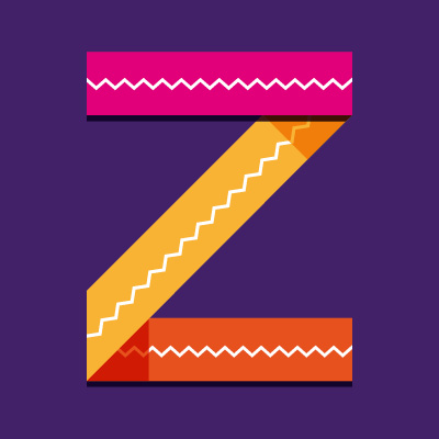 Stripey overlaid ribbons forming a zed